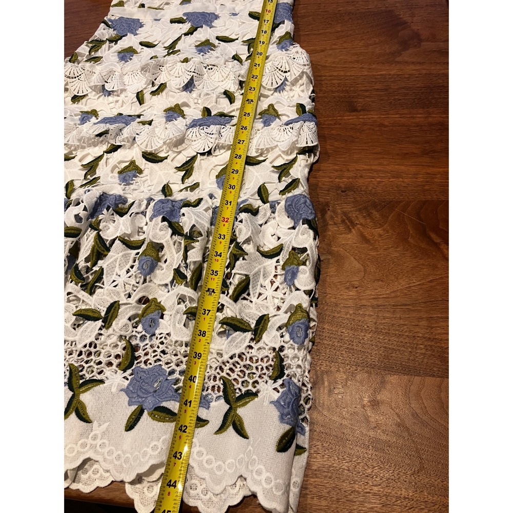 Just Me White Blue Floral Guipure Lace Tiered Midi Dress Womens Small Cottagec - Picture 11 of 12